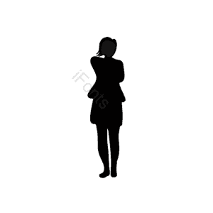 卡通 女孩 站立 黑色 剪影 姿势 短发 裙子