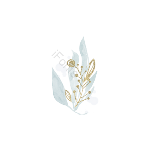 手绘 插画 装饰 绿色 植物 花卉 喷溅 树叶