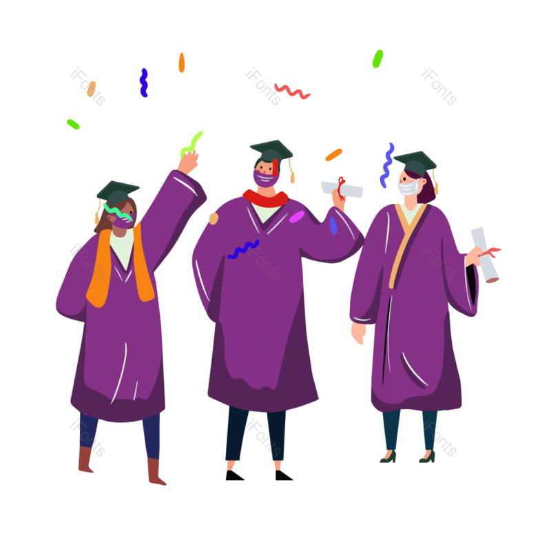 卡通图片,紫色元素,教育PNG,学生免抠素材