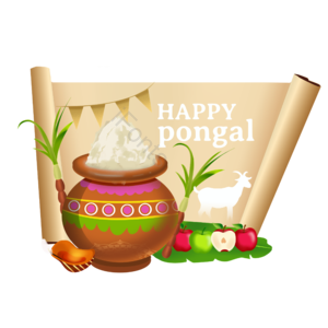 手绘 庆祝 印度 丰收节 罐子 pongal makar sankranti