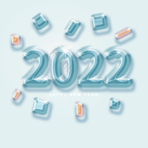 2022 新年 透明 绿色 水晶 质感 新年快乐 简约