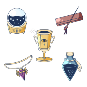 器具 手绘风格 神秘学 魔术 占卜 项链 药瓶 魔杖
