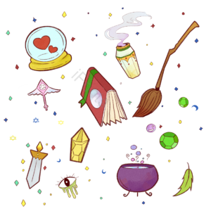 魔法装饰 羽毛 星星 魔法宝剑 炼药炉 魔法书 水晶球 巫师