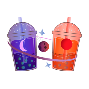 奶茶 珍珠 元素 星球 蓝色 橙色 星星 杯子