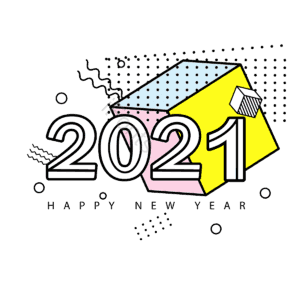 2021 新年快乐 线条 风格 简约 色块 装饰 插画