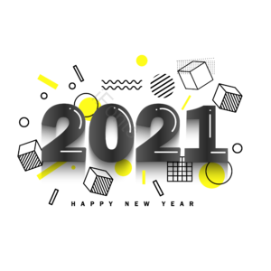 新年快乐 线条 几何 元素 装饰 黑色 扁平 2021