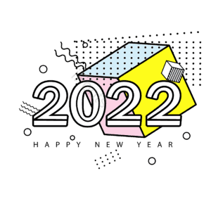 新年快乐 2022 线条 风格 简约 色块 装饰 插画