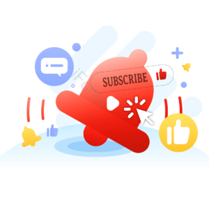 youtube 卡通 订阅 插图 商业 关注 对话框 通知