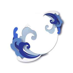 文本框 浪花 抽象 蓝色系 层次感 剪纸风格 海洋 水花