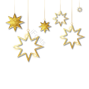 christmas star 多角星星 八角星 圣诞星星 立体感 金色 金粉