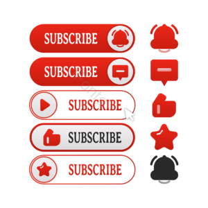 卡通 组合 youtube 订阅 按钮 点赞 关注 对话框