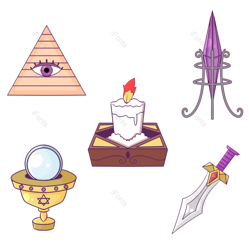 蜡烛图片,三角形元素,眼睛PNG,手绘风格免抠素材