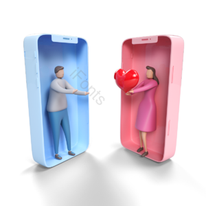 手机 点赞 爱心 男孩 女孩 社交 3d 立体