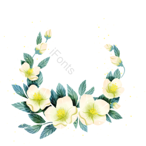 茉莉花 花卉 花瓣 叶子 清新 卡通 简约 绿色