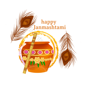 异域 风情 羽毛 罐子 装饰 插画 janmashtami 长笛