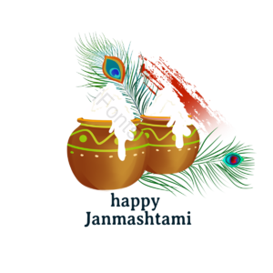 印度 陶罐 装饰 羽毛 插画 janmashtami 长笛 孔雀