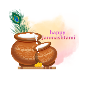 janmashtami 长笛 孔雀 印度 陶罐 纹雕刻 插画 羽毛