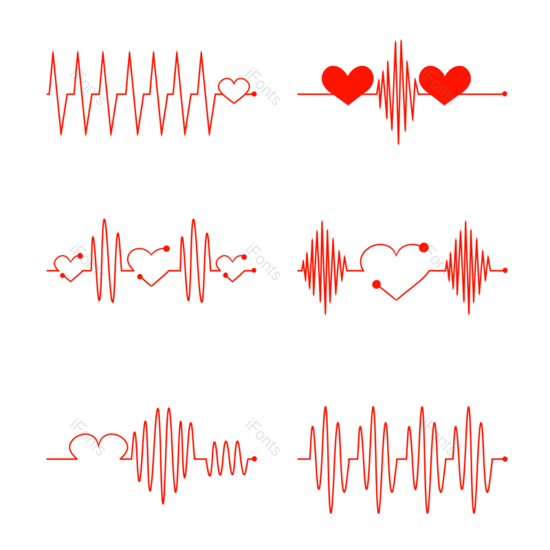 曲线图片,折线元素,心形PNG,医疗免抠素材