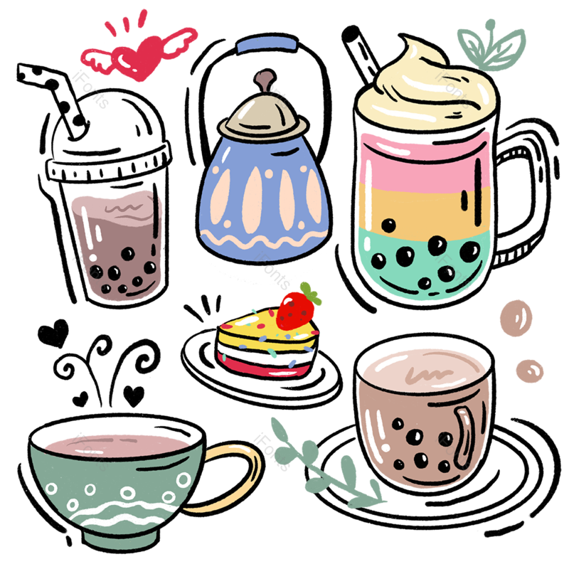 珍珠图片,奶茶元素,饮料PNG,草莓免抠素材
