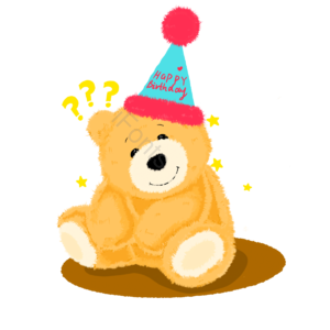 手绘 泰迪熊 棕色 生日帽 问号 星星 可爱 熊
