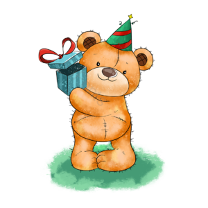 泰迪熊 卡通 可爱 手绘 礼物 生日 棕色 开心